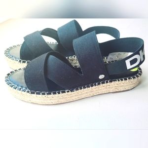 DKNY  Black strappy Platform Espadrille Sandals Size 9 NWT